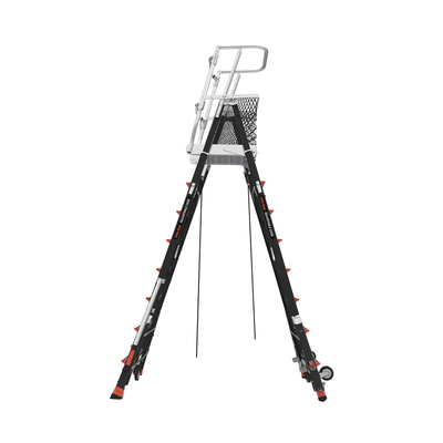 Escalera de Fibra de Vidrio  con Jaula de 8'-14' (2.44 - 4.27 m). Con Ajuste en Ruedas (RATCHET™ Leveler) (SKU:18515-817)....