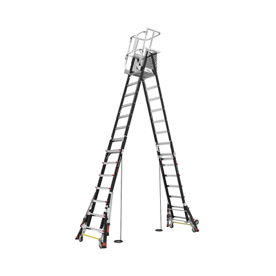 Escalera de Fibra de Vidrio  con Jaula de 8'-14' (2.44 - 4.27 m). Con Ajuste en Ruedas (RATCHET™ Leveler) (SKU:18515-817)....