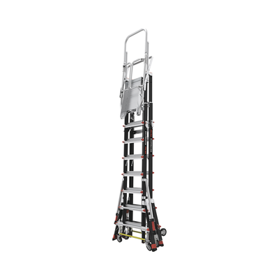 Escalera de Fibra de Vidrio  con Jaula de 8'-14' (2.44 - 4.27 m). Con Ajuste en Ruedas (RATCHET™ Leveler) (SKU:18515-817)....