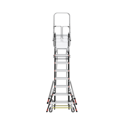 Escalera de Fibra de Vidrio  con Jaula de 8'-14' (2.44 - 4.27 m). Con Ajuste en Ruedas (RATCHET™ Leveler) (SKU:18515-817)....