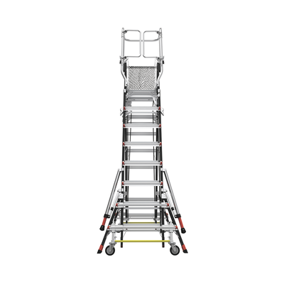 Escalera de Fibra de Vidrio  con Jaula de 8'-14' (2.44 - 4.27 m). Con Ajuste en Ruedas (RATCHET™ Leveler) (SKU:18515-817)....