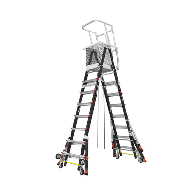 Escalera de Fibra de Vidrio  con Jaula de 8'-14' (2.44 - 4.27 m). Con Ajuste en Ruedas (RATCHET™ Leveler) (SKU:18515-817)....