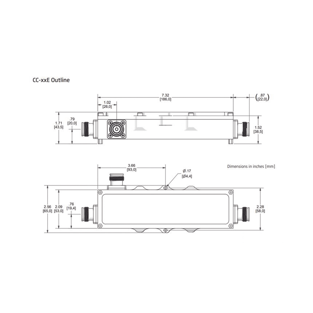 Acoplador direccional / 5dB / 575-2700MHz / 300W / -161dBc PIM / IP67 / Conector 4.3-10 | SIERRA STORE
