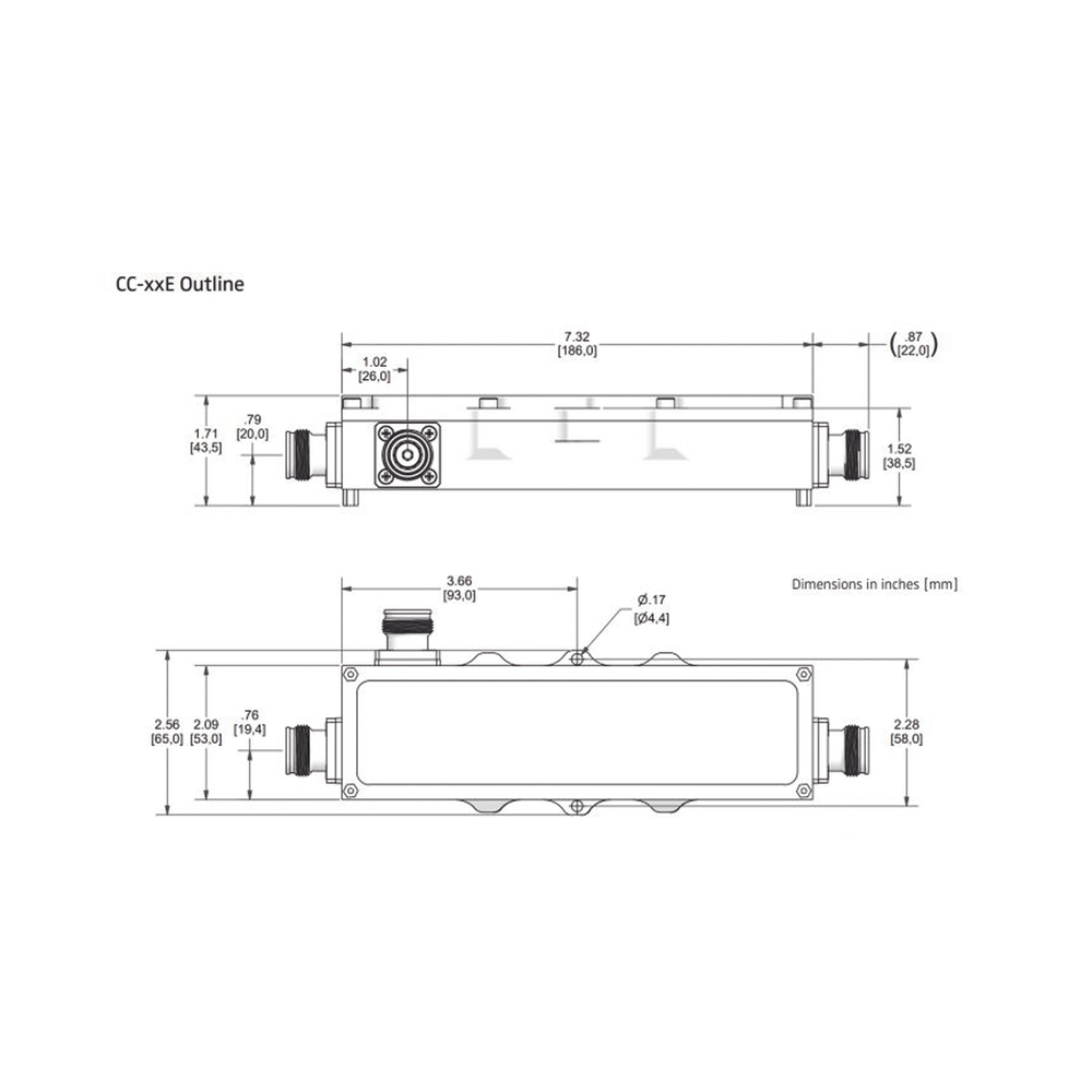 Acoplador direccional / 7 dB / 575-2700 MHz / 300 W / IP67 / 4.3-10 / 161 dBc / 1.89-8.86 pies | SIERRA STORE