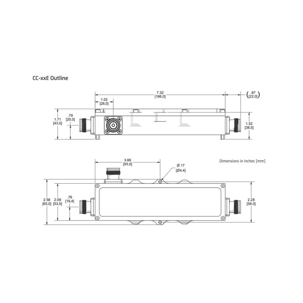 Acoplador direccional / 10dB / 575-2700MHz / 300W RMS / 1kW pico / PIM -161dBc / IP67 / Conector 4.3-10 | SIERRA STORE