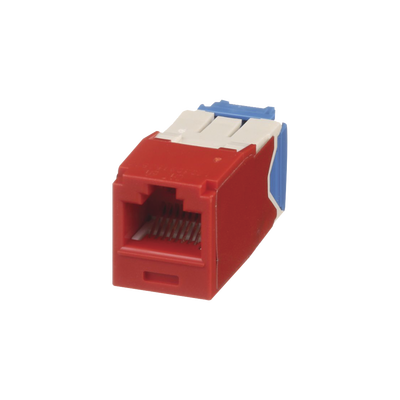 Conector Jack RJ45 Estilo TG, Mini-Com, Categoría 6A, de 8 Posiciones y 8 Cables, Color Rojo - PANDUIT