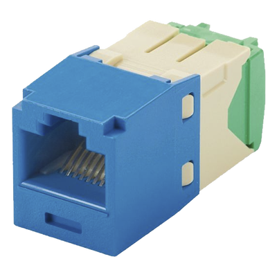 Conector Jack RJ45 Estilo TG, Mini-Com, Categoría 6, de 8 Posiciones y 8 Cables de Calibre 28/30 AWG, Color Azul - PANDUIT