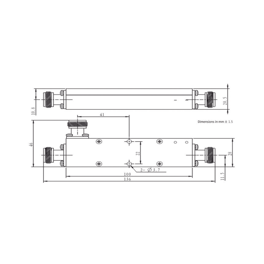 Acoplador direccional / 5dB / 694-2700 MHz / 50W / Conectores N / 19dB directividad | SIERRA STORE