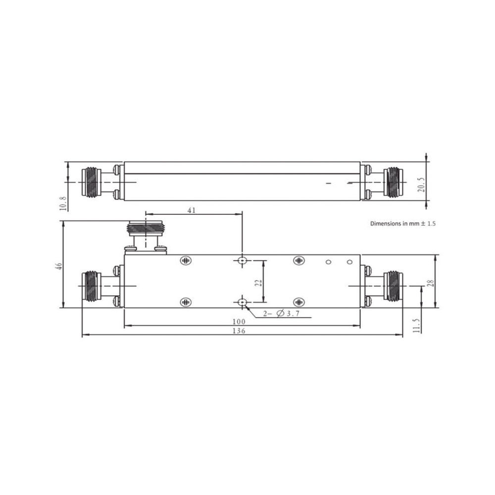 Acoplador Direccional / 13dB / 694-2700 MHz / 50W / IP64 / Tipo N | SIERRA STORE