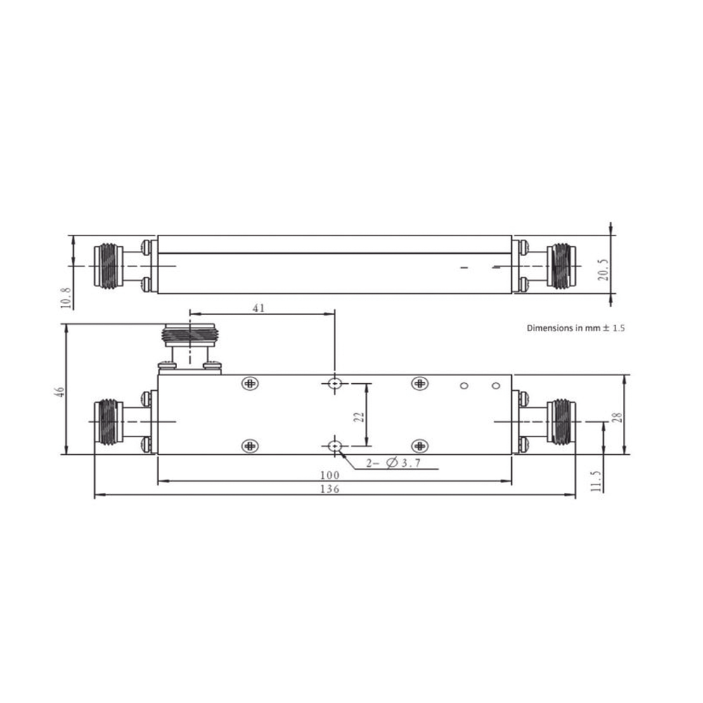 Acoplador direccional / 15 dB / 694-2700 MHz / 50 W / Tipo N / IP64 | SIERRA STORE