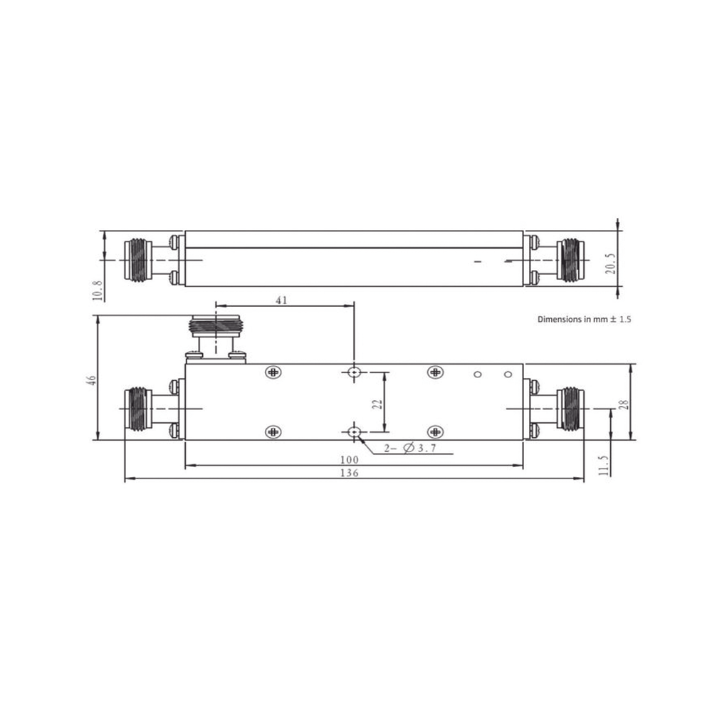 Acoplador direccional / 10dB / 694-2700 MHz / 50W / Tipo N / 0.23-0.89 pies | SIERRA STORE
