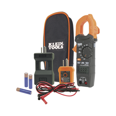 Kit de Amperímetro de Gancho (400A CA) con Probador de Fase y Divisor (para medir corriente sin cortar el cable). - KLEIN ...
