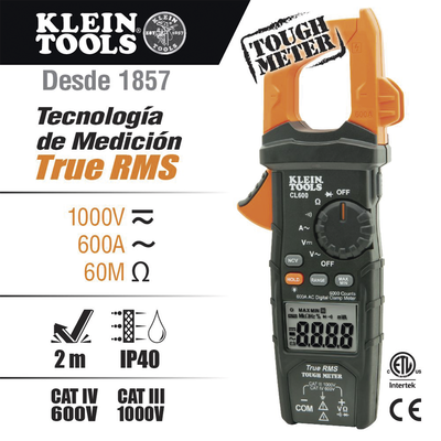 Amperímetro Digital de Gancho con Media Cuadrática Real de Rango Automático de 600 A CA. KLEIN TOOLS - Vista 6