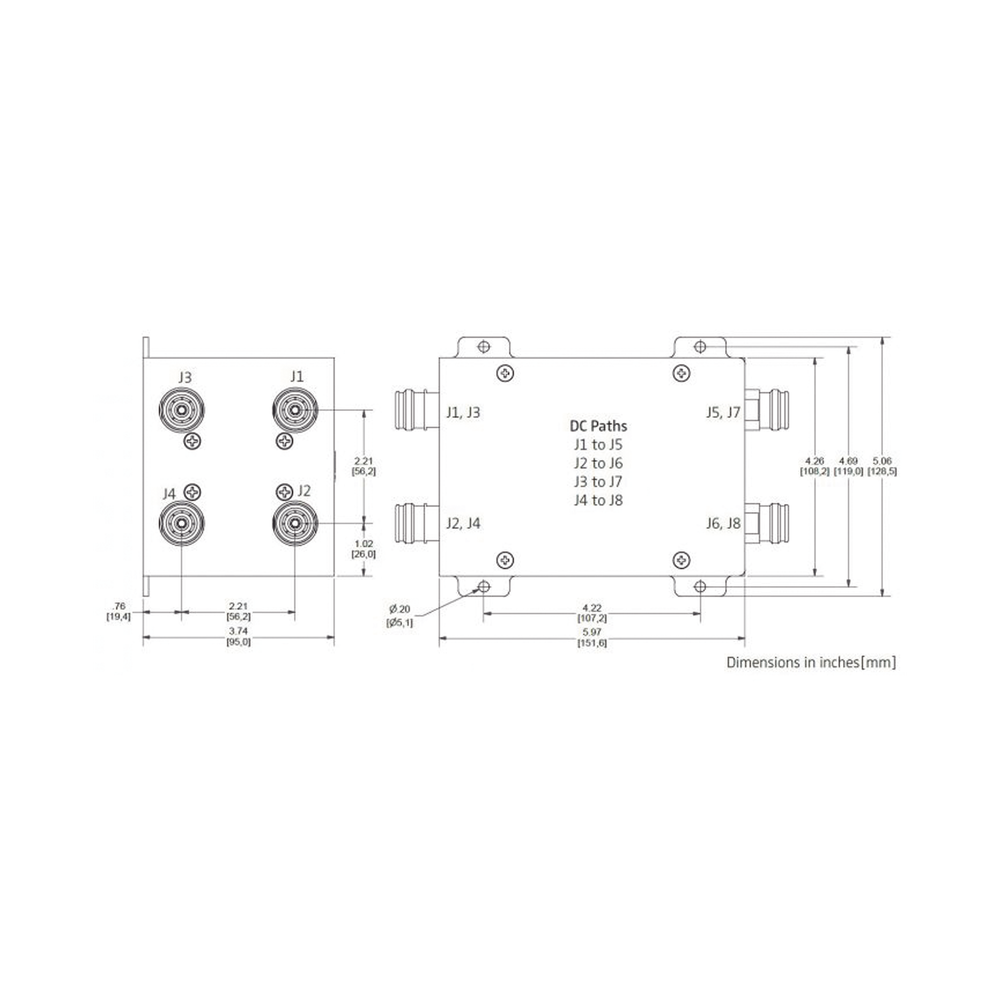 Combinador híbrido / 4x4 / 617-5925 MHz / 100W / -161 dBc / 4.3-10 / IP67 / 2.3 kg / 5.1 lb | SIERRA STORE