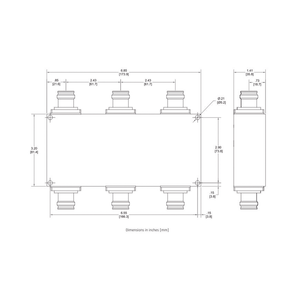Combinador híbrido / 3x3 / 617-2700 MHz / 150W / -161 dBc / 4.3-10 IP68 / Uso exterior | SIERRA STORE