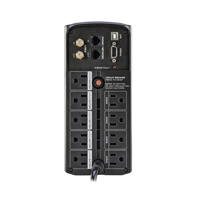UPS de 1000 VA/600 W, Topología Línea Interactiva, Entrada 120 Vca NEMA 5-15P, Tipo Mini Torre, Con 9 Tomas NEMA 5-15R CYB...
