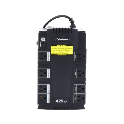 UPS de 425 VA/255 W, Topología Standby, Entrada 120 Vca NEMA 5-15P, Tipo Gabinete Compacto, Con 8 Tomas NEMA 5-15R CYBERPO...