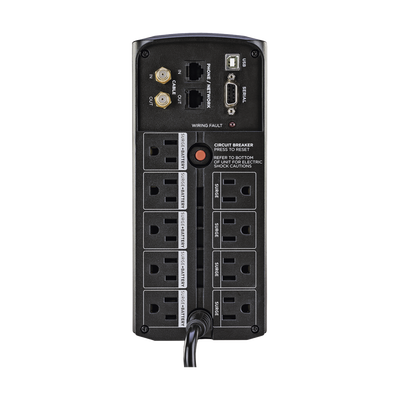 UPS de 850 VA/510 W, Topología Línea Interactiva, Entrada 120 Vca NEMA 5-15P, Tipo Mini Torre, Con 9 Tomas NEMA 5-15R CYBE...