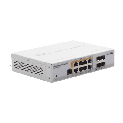 Cloud Router Switch Administrable L3, 8 puertos 10/100/1000 Mbps c/PoE Pasivo ó 802.3af/at, 4 Puertos SFP MIKROTIK - Vista 3