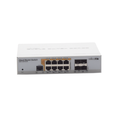 Cloud Router Switch Administrable L3, 8 puertos 10/100/1000 Mbps c/PoE Pasivo ó 802.3af/at, 4 Puertos SFP MIKROTIK - Vista 4