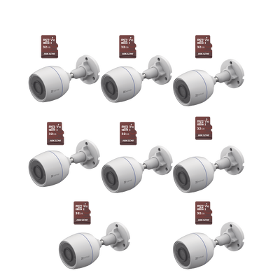 Kit de Camaras WiFi, Incluye 8 Piezas CS-H3C y 8 Piezas HS-TF-E1/32G /  Detección de Movimiento | SIERRA STORE - EZVIZ
