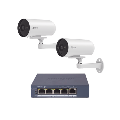 Kit de cámaras PoE Para Uso en Exterior / PoE Estandar Af / 2 piezas CS-H5/3MP/ 1 Pieza de Switch DS-3E1505P-EI/M / Vision...