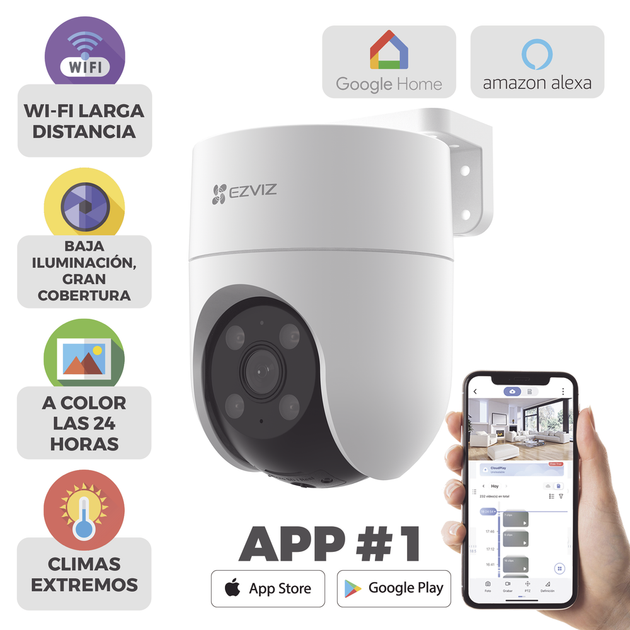 Camara PT WiFi / 2 Megapixel /  Cobertura 360° / Detección humana / Seguimiento Inteligente / Sirena / Luz Parpadeante / Colores en | SIERRA STORE