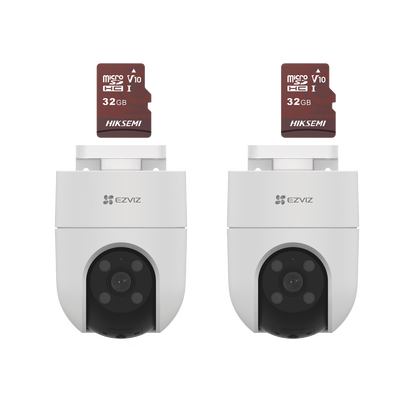 Kit de Camaras WiFi, Incluye 2 Piezas CS-H8C/5MP y 2 Piezas HS-TF-E1/32G / Audio de Dos Vías / Detección de Movimiento /  ...