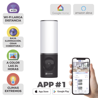 Cámara IP 4 Megapíxel / Wi-Fi / Lampara Integrada / Audio de dos vías / Imágen Nocturna a Color / Detección Humana / Audio...