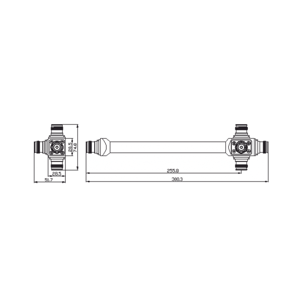 Divisor de Potencia Reactivo / 4 Vías / 575-2700 MHz / 300W / PIM -161 dBc / Conectores 4.3-10 / IP68 / 1.89 pies | SIERRA STORE