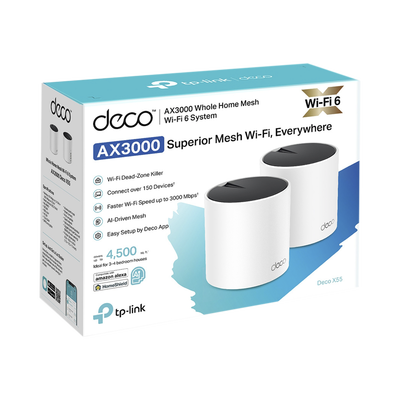 Kit 2 Routers Inalámbricos MESH Interior para Hogar / Doble Banda Wi-Fi 6 AX3000 Mbps / 3 Puerto Gigabit WAN/LAN / 2 Anten...