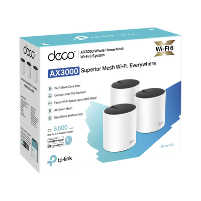 Kit 3 Routers Inalámbricos MESH Interior para Hogar / Doble Banda Wi-Fi 6 AX3000 Mbps / 3 Puerto Gigabit WAN/LAN / 2 Anten...