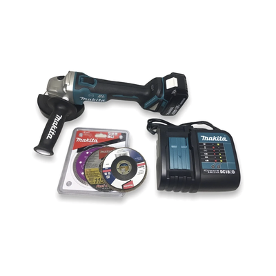 Miniesmeril 115mm 4-1/2in 8.500 Rpm,1 Batería 18V Li-ION de 5.0 Ah, Cargador y 3 Discos. - MAKITA