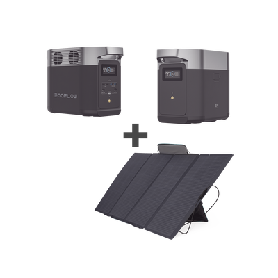 Kit de Estación de Energía Portátil 1024Wh + Batería Externa 1024Wh + Panel Solar Flexible 400W (2024Wh Totales) - ECOFLOW
