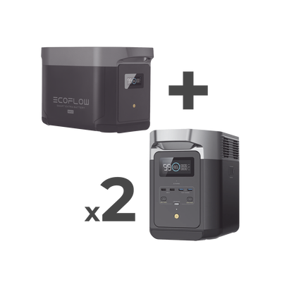 Kit de Estación de Energía Portátil 2048Wh + 2 Baterías Externas 2048Wh (6144Wh Totales) - ECOFLOW