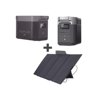 Kit de Estación de Energía Portátil 2048Wh + Batería Externa 2048Wh + Panel Solar Flexible 400W (4096Wh Totales) - ECOFLOW