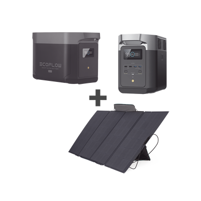 Kit de Estación de Energía Portátil 2048Wh + Batería Externa 2048Wh + Panel Solar Flexible 400W (4096Wh Totales) - ECOFLOW