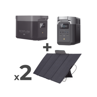 Kit de Estación de Energía Portátil 2048Wh + Batería Externa 2048Wh + 2 Paneles Solares Flexibles 400W (4096Wh, 800W Total...