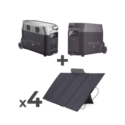 Kit de Estación de Energía Portátil 3600Wh + Batería Externa 3600Wh + 4 Paneles Solares Flexibles 400W (7200Wh, 1600W Tota...