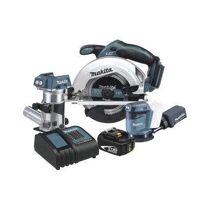 Kit Inalámbrico De Carpintería, Sierra Circular + Router Inalámbrico + Lijadora Orbital - MAKITA