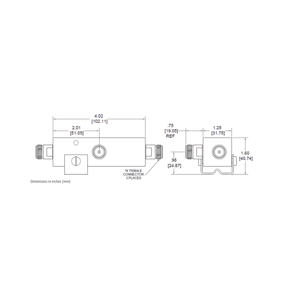 Separador de RF / 20dB (100:1) / 350-5930MHz / 500W RMS / PIM -161dBc / Tipo N / IP67 | SIERRA STORE