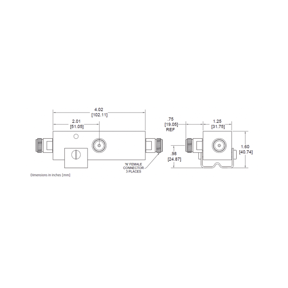 Separador RF / 6dB Tap 4:1 / 350-5930MHz / 500W Promedio / PIM -161dBc / Conectores 4.3-10 Hembra / IP67 | SIERRA STORE
