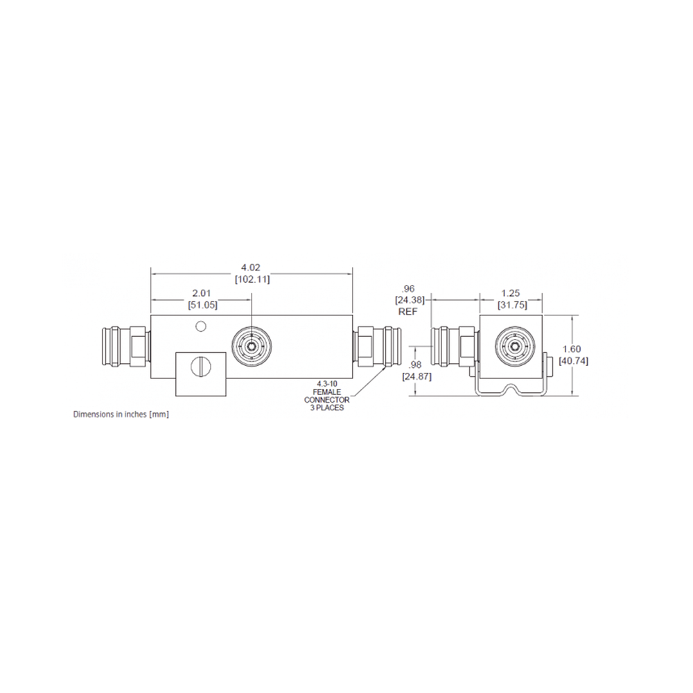 Separador de Potencia / 15 dB (30:1) / 350-5930 MHz / 500W Promedio / PIM -161 dBc / Conectores 4.3-10 IP67 / 380 g | SIERRA STORE