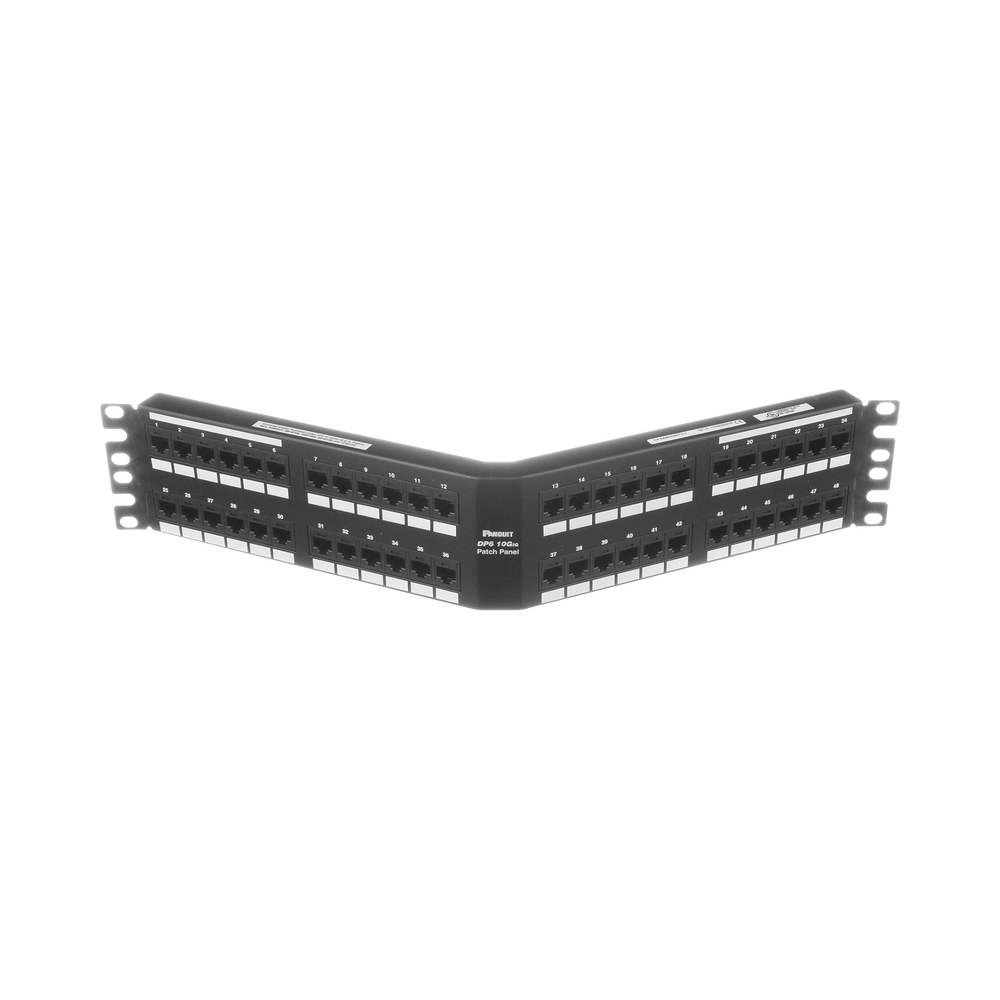PANDUIT DPA486X88TGY - Panel de Parcheo de Impacto / Cat 6A / 48 Puertos / 2UR / Angulado / 500 MHz / 100 m (328 ft) | SIERRA STORE