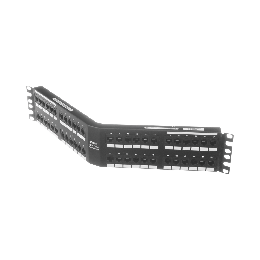 PANDUIT DPA486X88TGY - Panel de Parcheo de Impacto / Cat 6A / 48 Puertos / 2UR / Angulado / 500 MHz / 100 m (328 ft) | SIERRA STORE