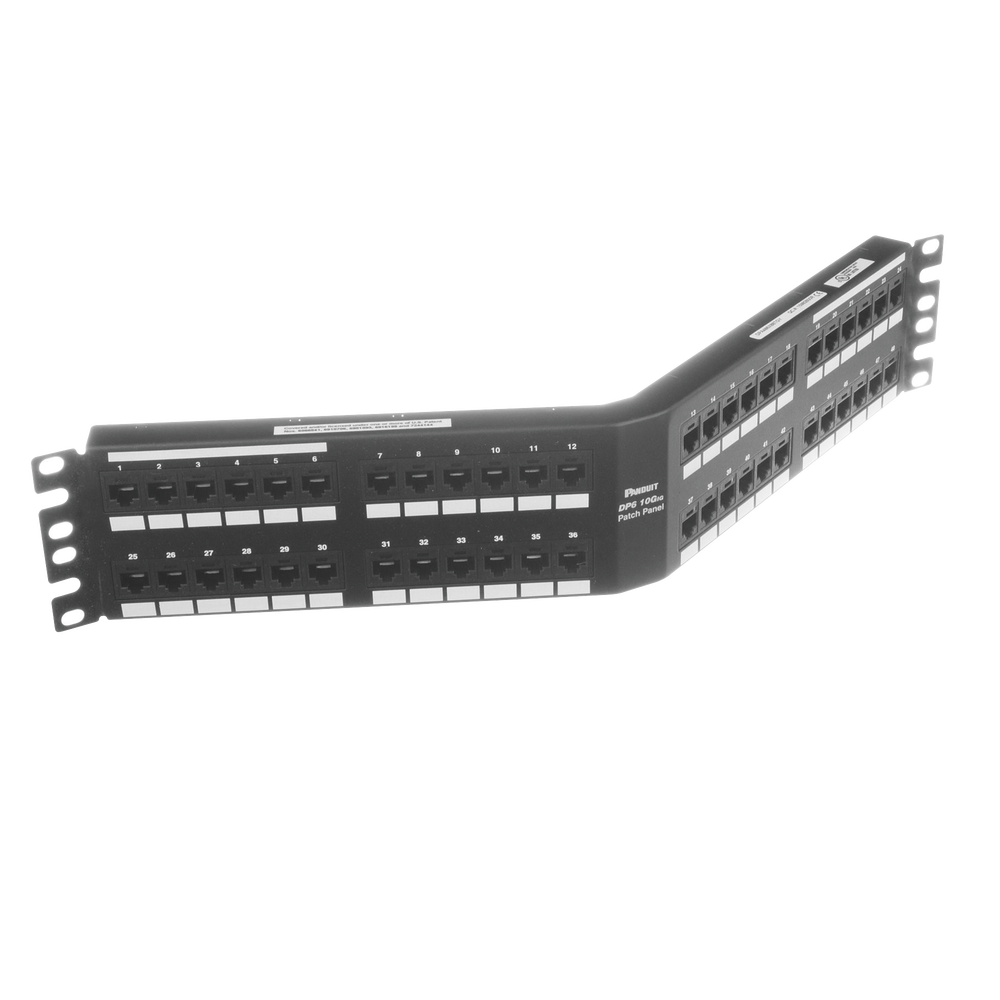 PANDUIT DPA486X88TGY - Panel de Parcheo de Impacto / Cat 6A / 48 Puertos / 2UR / Angulado / 500 MHz / 100 m (328 ft) | SIERRA STORE