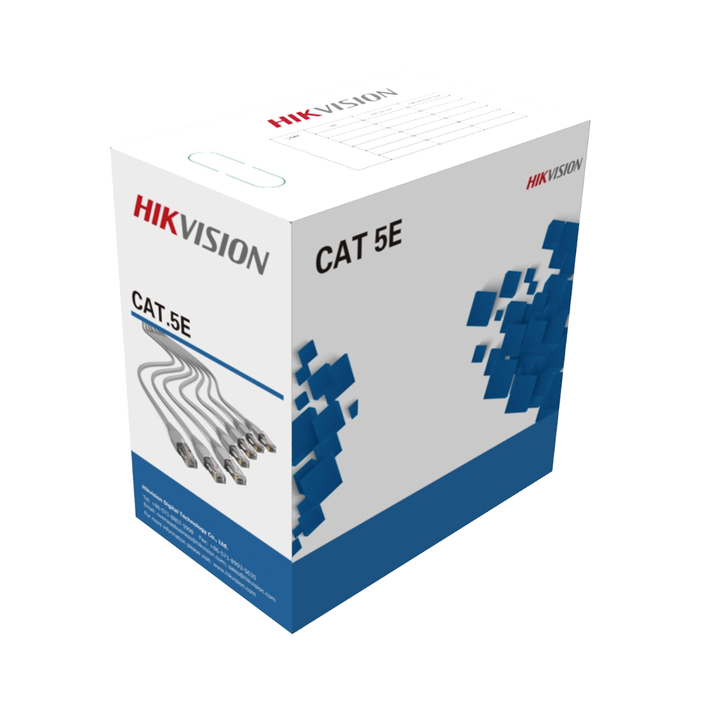 HIKVISION DS-1LN5E-E/E - Bobina de Cable UTP 305 Metros (1000 Pies) / Cat5E (25 AWG) / Color Gris / PVC (CMX) / Uso en Interior / 100% | SIERRA STORE