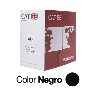 Bobina de Cable UTP 305 Metros (1000 Pies) / Cat 5E (24 AWG) / Color Negro / PE / Uso en Exterior / 100% Cobre / Aplicacio...