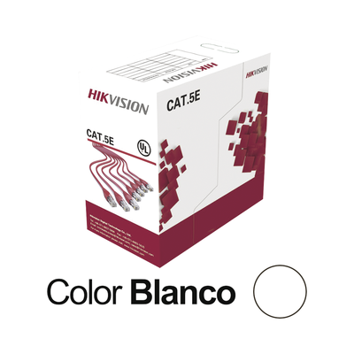 Bobina de Cable UTP 100 Mts / Cat 5E (24 AWG) / Color Blanco / PVC (CM) / Uso en Interior / 100% Cobre / Aplicaciones de C...