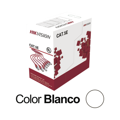 Bobina de Cable UTP 305 Metros (1000 Pies) / Cat5E (24 AWG) / Color Blanco / PVC (CM) / Uso en Interior / 100% Cobre / Apl...